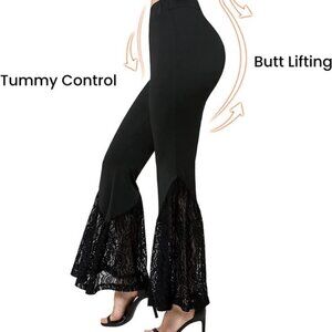 Yvette Bell Bottom Yoga pants w/Flare Stretch Waist Control Womens Small NWT